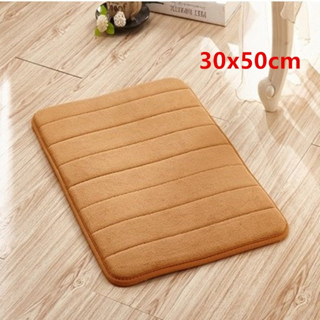 1pc Coral Velvet Memory Foam Bath Mat Non-Slip Bathroom Mat Carpet Vertical Stripes Bathroom Accessories Dropshipping 2019