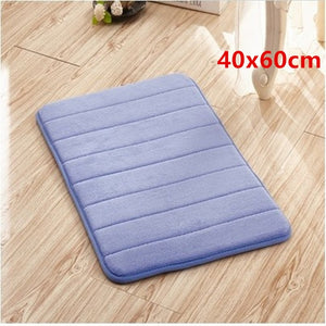 1pc Coral Velvet Memory Foam Bath Mat Non-Slip Bathroom Mat Carpet Vertical Stripes Bathroom Accessories Dropshipping 2019