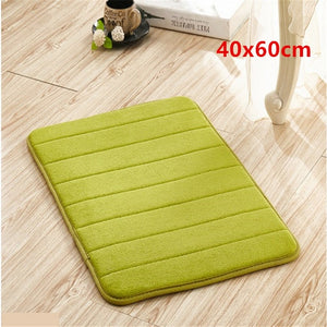 1pc Coral Velvet Memory Foam Bath Mat Non-Slip Bathroom Mat Carpet Vertical Stripes Bathroom Accessories Dropshipping 2019