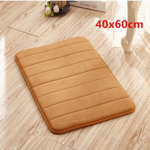 1pc Coral Velvet Memory Foam Bath Mat Non-Slip Bathroom Mat Carpet Vertical Stripes Bathroom Accessories Dropshipping 2019