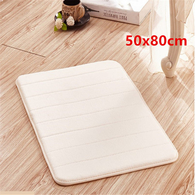 1pc Coral Velvet Memory Foam Bath Mat Non-Slip Bathroom Mat Carpet Vertical Stripes Bathroom Accessories Dropshipping 2019