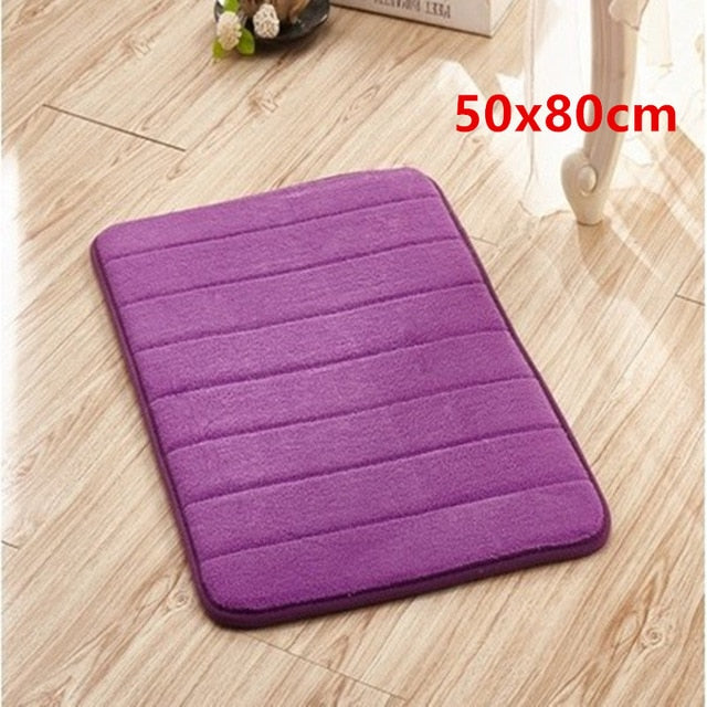 1pc Coral Velvet Memory Foam Bath Mat Non-Slip Bathroom Mat Carpet Vertical Stripes Bathroom Accessories Dropshipping 2019