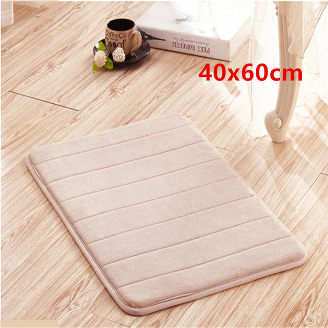 1pc Coral Velvet Memory Foam Bath Mat Non-Slip Bathroom Mat Carpet Vertical Stripes Bathroom Accessories Dropshipping 2019