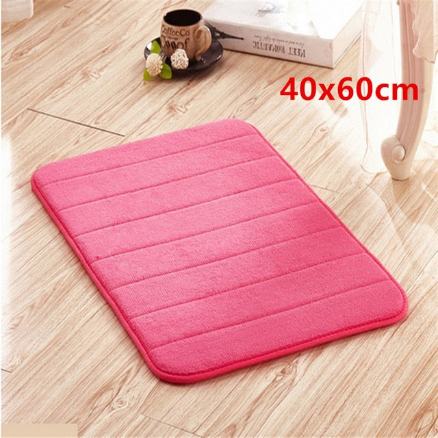 1pc Coral Velvet Memory Foam Bath Mat Non-Slip Bathroom Mat Carpet Vertical Stripes Bathroom Accessories Dropshipping 2019