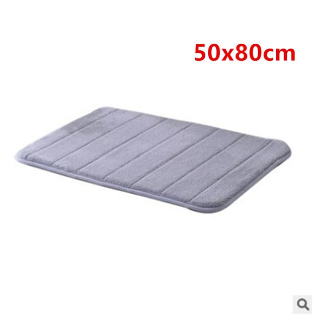 1pc Coral Velvet Memory Foam Bath Mat Non-Slip Bathroom Mat Carpet Vertical Stripes Bathroom Accessories Dropshipping 2019