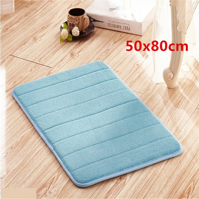 1pc Coral Velvet Memory Foam Bath Mat Non-Slip Bathroom Mat Carpet Vertical Stripes Bathroom Accessories Dropshipping 2019