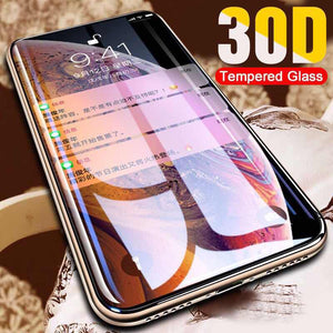 30D Protective Glass on the For iPhone X XS Max XR Tempered Screen Protector Curved Edge Glass 11 Pro XR XS Max Full Cover Glass