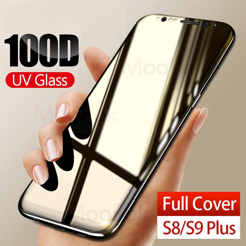 100D UV Liquid Curved Full Glue Tempered Glass For Samsung Galaxy S8 S9 S10 Plus Lite Note 8 9 10 Screen Protector Full Cover