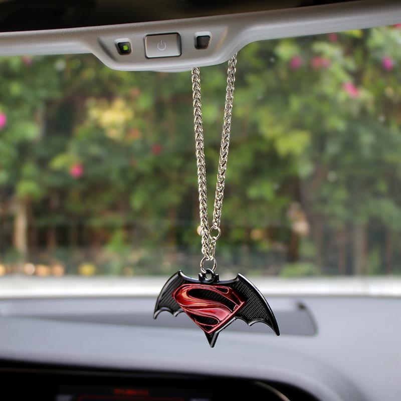 Car Pendant 3D Metal Hanging Decorations Ornaments Automobile Interior For Superman Batman Emblem Rearview Car Accessories