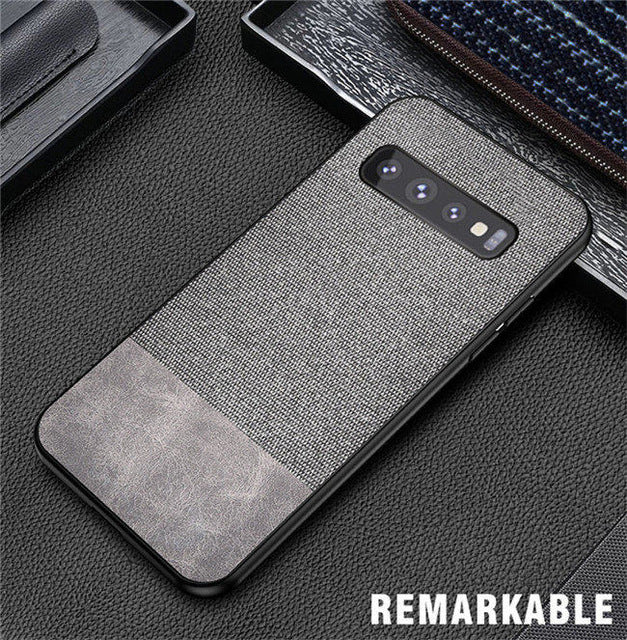 For Samsung Galaxy S10 Plus S10E Case Fabric Cloth Silicone TPU Bumper Hard PC Back Cover For S10 Plus Note 10 plus Note10+